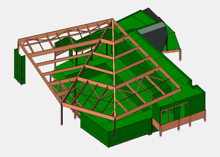 Centre aquatique de La Broque : calcul sismique sur le logiciel Advance Design (structure de couverture en charpente bois lamellé collé)